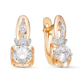 Золотые серьги КЮЗ Del'ta D125999 с фианитом D125999 фото