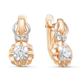 Золотые серьги КЮЗ Del'ta D126001 с фианитом D126001 фото