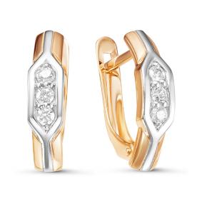 Золотые серьги КЮЗ Del'ta D126075 с фианитом D126075 фото