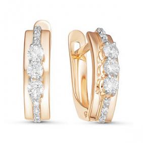 Золотые серьги КЮЗ Del'ta D126078 с фианитом D126078 фото