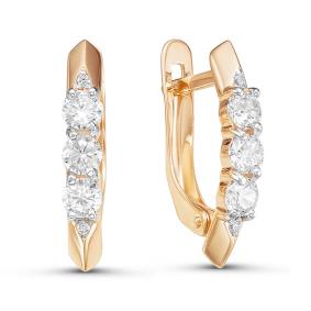 Золотые серьги КЮЗ Del'ta D126079 с фианитом D126079 фото