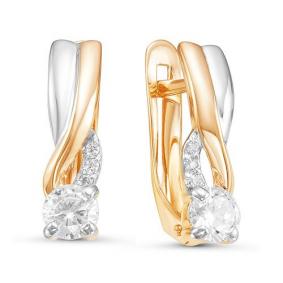 Золотые серьги КЮЗ Del'ta D126095 с фианитом D126095 фото