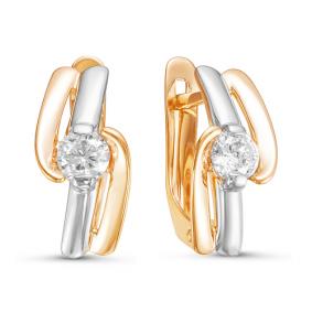 Золотые серьги КЮЗ Del'ta D126100 с фианитом D126100 фото