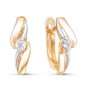 Золотые серьги КЮЗ Del'ta D126103 с фианитом D126103 фото