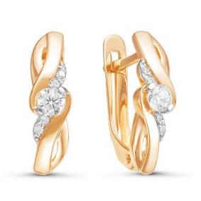 Золотые серьги КЮЗ Del'ta D126104 с фианитом D126104 фото