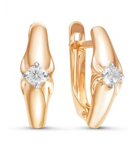 Золотые серьги КЮЗ Del'ta D126106 с фианитом D126106 фото