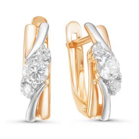 Золотые серьги КЮЗ Del'ta D126107 с фианитом D126107 фото