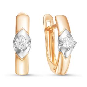 Золотые серьги КЮЗ Del'ta D126108 с фианитом D126108 фото