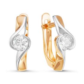 Золотые серьги КЮЗ Del'ta D126110 с фианитом D126110 фото