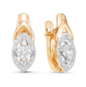 Золотые серьги КЮЗ Del'ta D126114 с фианитом D126114 фото