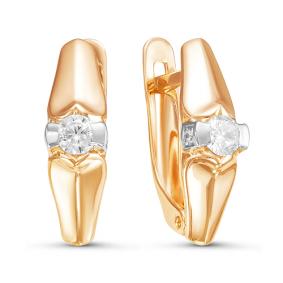 Золотые серьги КЮЗ Del'ta D126116 с фианитом D126116 фото