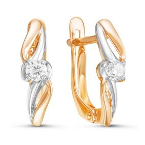 Золотые серьги КЮЗ Del'ta D126118 с фианитом D126118 фото