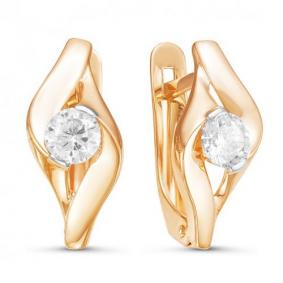 Золотые серьги КЮЗ Del'ta D126119 с фианитом D126119 фото