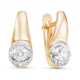 Золотые серьги КЮЗ Del'ta D126122 с фианитом D126122 фото