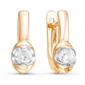 Золотые серьги КЮЗ Del'ta D126123 с фианитом D126123 фото