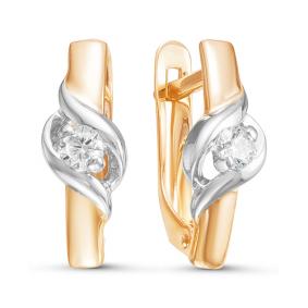 Золотые серьги КЮЗ Del'ta D126125 с фианитом D126125 фото
