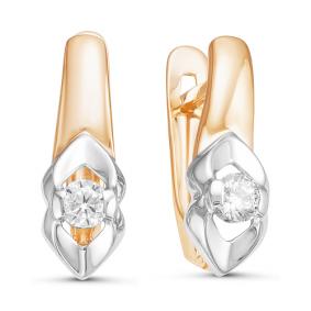 Золотые серьги КЮЗ Del'ta D126126 с фианитом D126126 фото