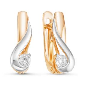 Золотые серьги КЮЗ Del'ta D126128 с фианитом D126128 фото