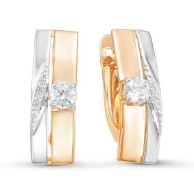 Золотые серьги КЮЗ Del'ta D126133 с фианитом D126133 фото