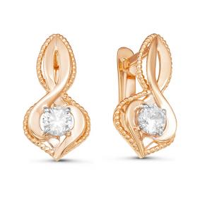 Золотые серьги КЮЗ Del'ta D126146 с фианитом D126146 фото