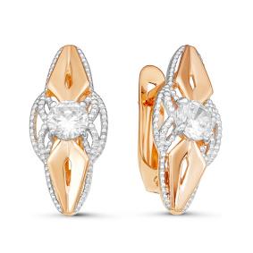 Золотые серьги КЮЗ Del'ta D126147 с фианитом D126147 фото