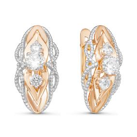 Золотые серьги КЮЗ Del'ta D126149 с фианитом D126149 фото