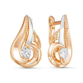 Золотые серьги КЮЗ Del'ta D126150 с фианитом D126150 фото