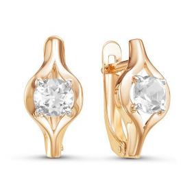 Золотые серьги КЮЗ Del'ta D126175 с фианитом D126175 фото