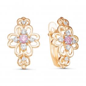 Золотые серьги КЮЗ Del'ta D126192 с фианитом D126192 фото