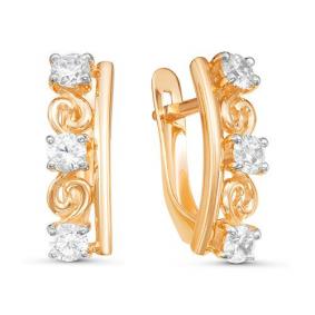 Золотые серьги КЮЗ Del'ta D126199 с фианитом D126199 фото