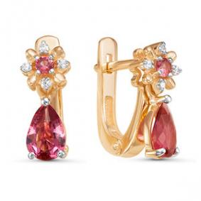 Золотые серьги КЮЗ Del'ta D126202 с фианитом D126202 фото