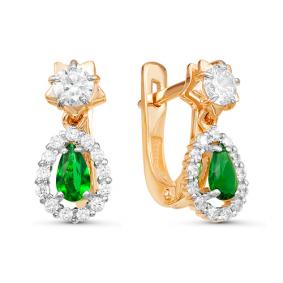 Золотые серьги КЮЗ Del'ta D126204 с фианитом D126204 фото