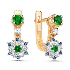 Золотые серьги КЮЗ Del'ta D126205 с фианитом D126205 фото