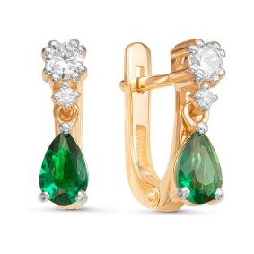 Золотые серьги КЮЗ Del'ta D126210 с фианитом D126210 фото