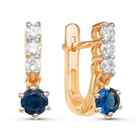 Золотые серьги КЮЗ Del'ta D126213 с фианитом D126213 фото