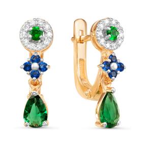 Золотые серьги КЮЗ Del'ta D126220 с фианитом D126220 фото