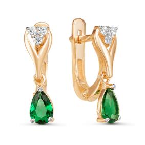 Золотые серьги КЮЗ Del'ta D126229 с фианитом D126229 фото