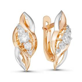 Золотые серьги КЮЗ Del'ta D126238 с фианитом D126238 фото