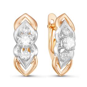 Золотые серьги КЮЗ Del'ta D126240 с фианитом D126240 фото