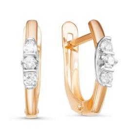 Золотые серьги КЮЗ Del'ta D126242 с фианитом D126242 фото