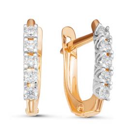 Золотые серьги КЮЗ Del'ta D126243 с фианитом D126243 фото