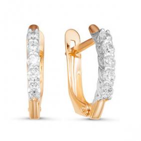 Золотые серьги КЮЗ Del'ta D126246 с фианитом D126246 фото