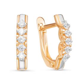 Золотые серьги КЮЗ Del'ta D126248 с фианитом D126248 фото