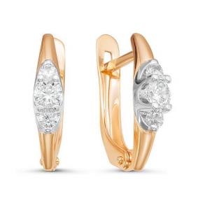 Золотые серьги КЮЗ Del'ta D126250 с фианитом D126250 фото