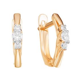 Золотые серьги КЮЗ Del'ta D126251 с фианитом D126251 фото