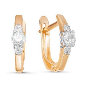 Золотые серьги КЮЗ Del'ta D126252 с фианитом D126252 фото