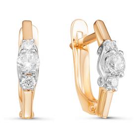 Золотые серьги КЮЗ Del'ta D126253 с фианитом D126253 фото