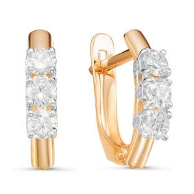 Золотые серьги КЮЗ Del'ta D126254 с фианитом D126254 фото