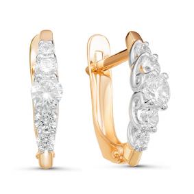 Золотые серьги КЮЗ Del'ta D126262 с фианитом D126262 фото