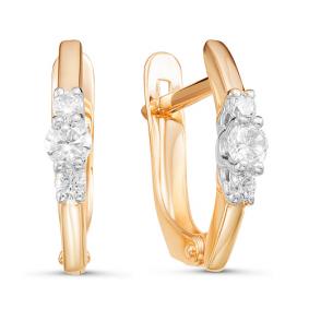 Золотые серьги КЮЗ Del'ta D126267 с фианитом D126267 фото